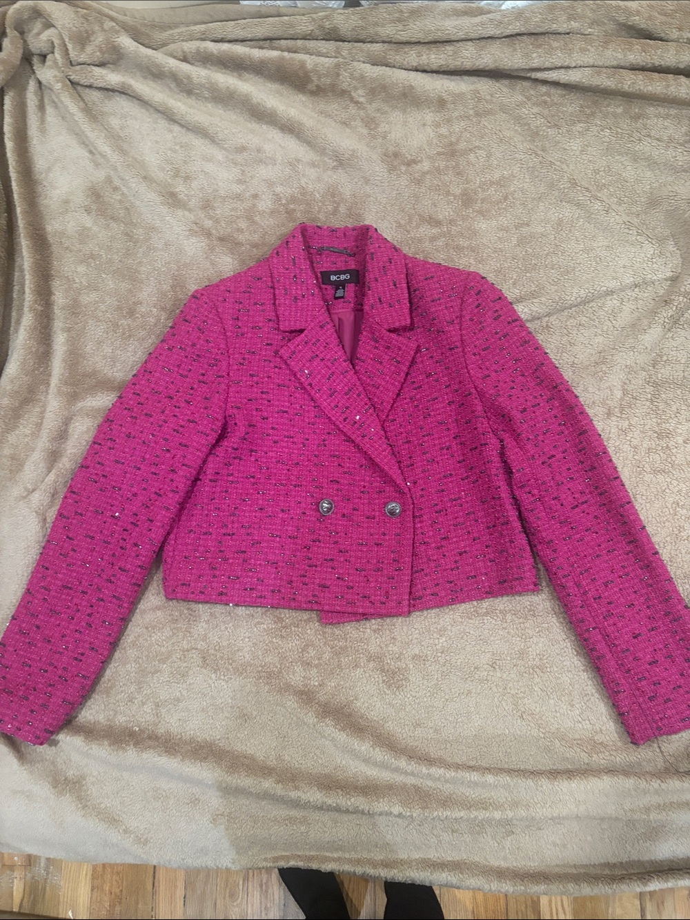 BCBG Fuchsia Tweed Women's Blazer Cardigan - 12 brand new